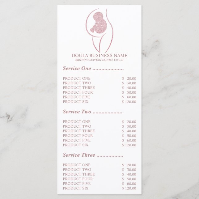 Rosa Doula Förlossningssjuksköterska Meny (Framsida)