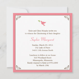 Rosa Dove Baptism/julinbjudning Inbjudningar