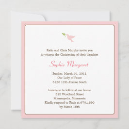 Rosa Dove Baptism/julinbjudning Inbjudningar