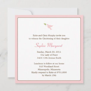 Rosa Dove Baptism/julinbjudning Inbjudningar