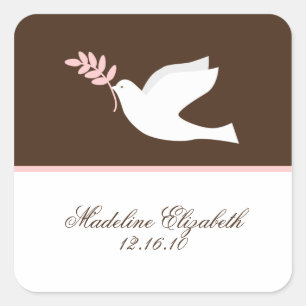 Rosa Dove Stickers Fyrkantigt Klistermärke