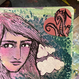 Rosa Dragon Art Söta drakar designar gejeskkonst Hjärtformat Klistermärke