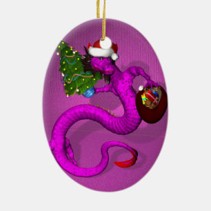 Rosa Dragon Julgransprydnad Keramik