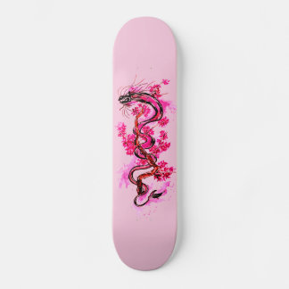 Rosa Dragon och Blommar Mini Skateboard Bräda 18,5 Cm