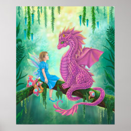 Rosa Dragon och Fairy Poster