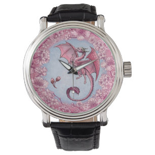 Rosa Dragon of Vår Nature Fantasy Art Armbandsur
