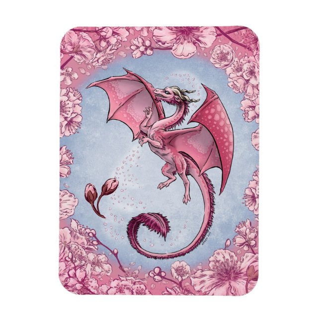 Rosa Dragon of Vår Nature Fantasy Art Magnet (Vertikal)