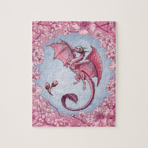 Rosa Dragon of Vår Nature Fantasy Art Pussel