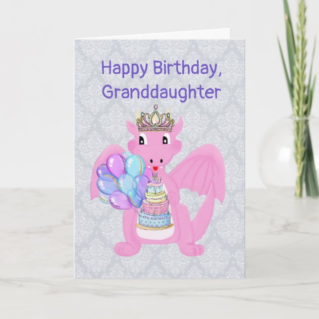 Rosa Dragon Princess, födelsedag för farmdotter Kort (Framsida)