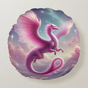 Rosa Dragon Rund Kudde
