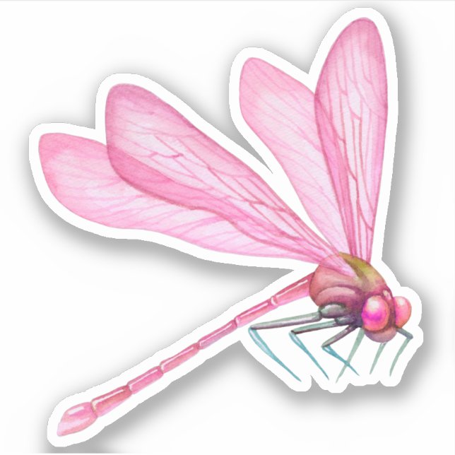 Rosa Dragonflies Sticker Klistermärken (Framsida)