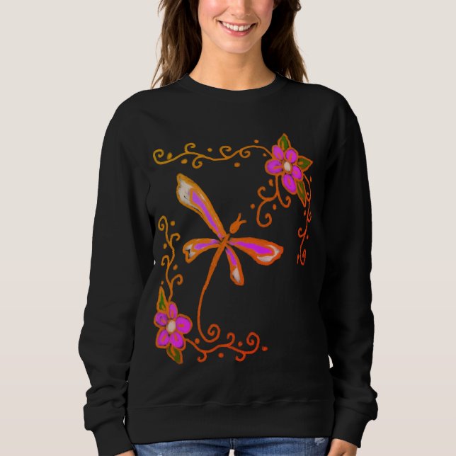 Rosa Dragonfly Abstrakt Wearable Art T Shirt (Framsida)