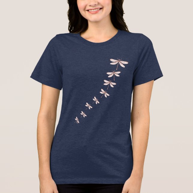 Rosa Dragonfly-flickor T-Shirt (Framsida)