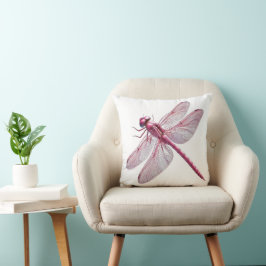 Rosa Dragonfly Nature Inspired Art Kudde