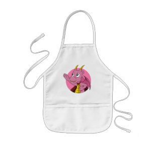 Rosa drak karikatyr barnförkläde