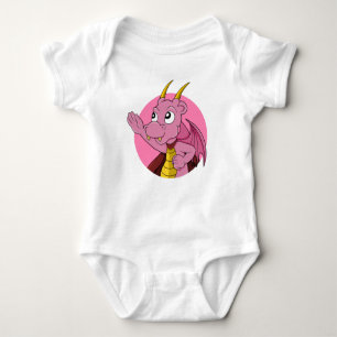 Rosa drake tecknad baby kroppsdräkt t shirt