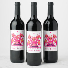 Rosa drake vinflaska etikett