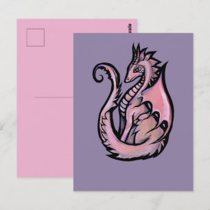 Rosa drakkonst söta drakar design nördigt flickkon vykort
