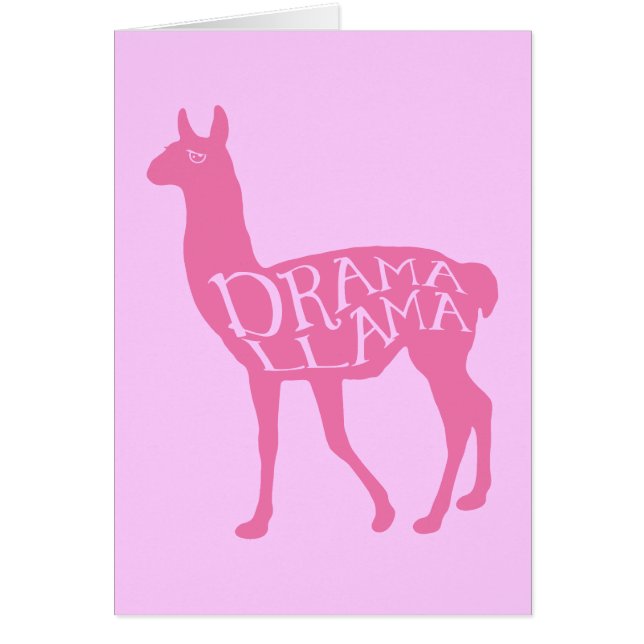 Rosa Drama Llama Hälsningskort (Framsidan)