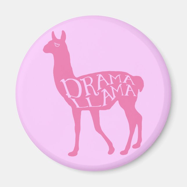 Rosa Drama Llama Magnet (Framsidan)