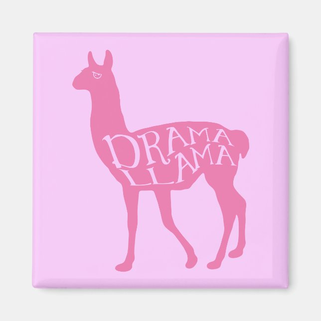 Rosa Drama Llama Magnet (Framsidan)
