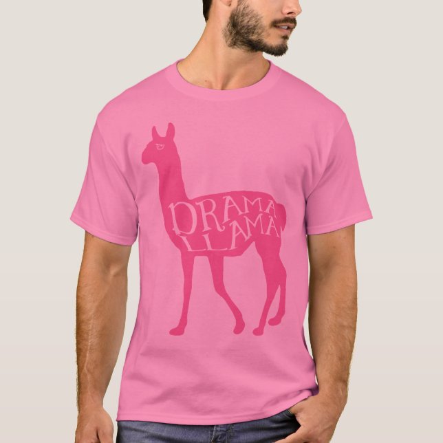 Rosa Drama Llama Tee Shirt (Framsida)