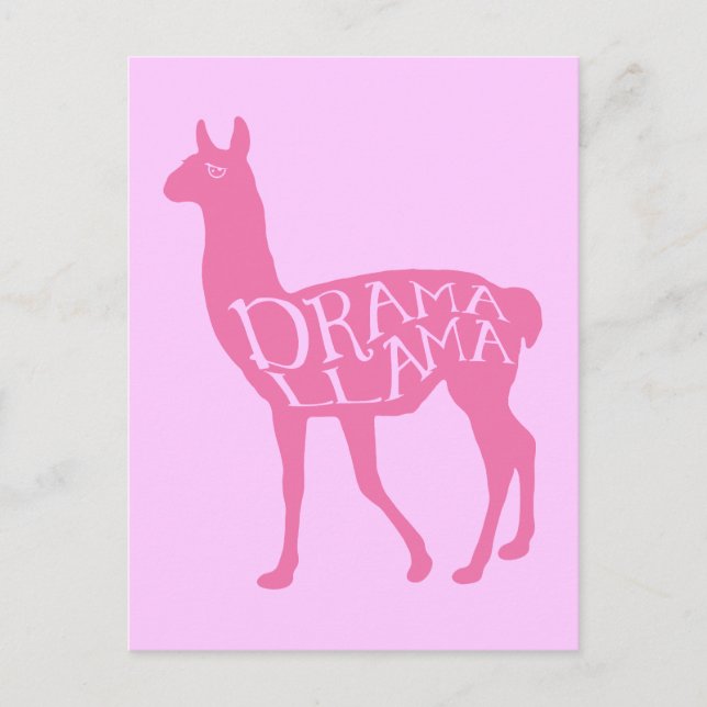 Rosa Drama Llama Vykort (Framsida)