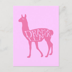 Rosa Drama Llama Vykort