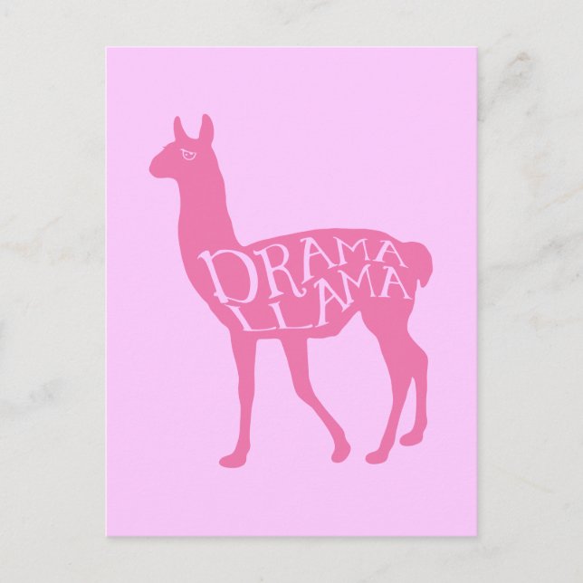 Rosa Drama Llama Vykort (Framsida)