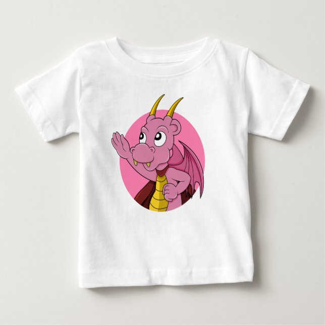 Rosa draon tecknad baby T-Shirt (Framsida)