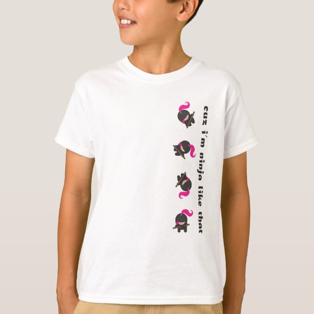 Rosa dråsa Ninja T-shirt (Framsida)
