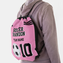 rosa Drawstring Backpack personlig boll