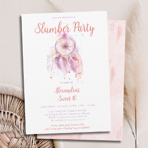 Rosa Dream Catcher Slumber PJ Party Sweet 16 Inbjudningar