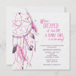Rosa Dreamcatcher Baby Shower-inbjudan Inbjudningar