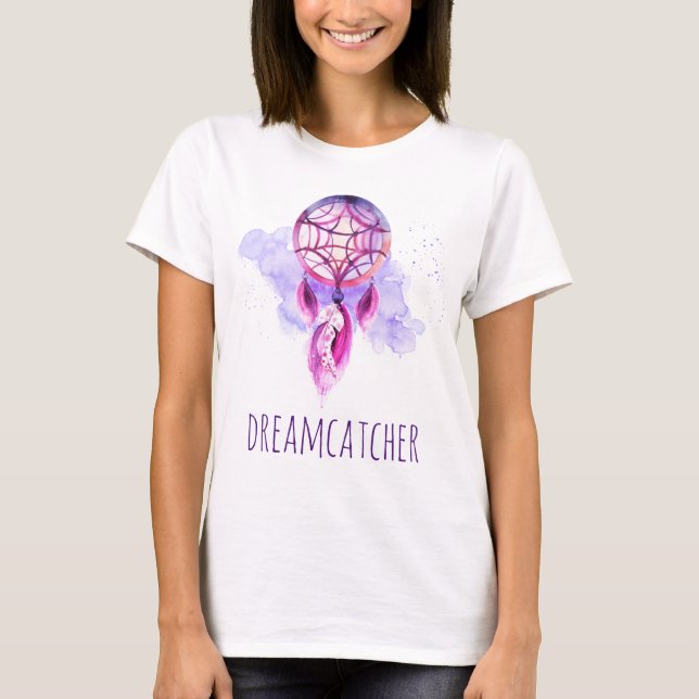 Rosa Dreamcatcher Lila Paint Splat Tribal T Shirt (Framsida)