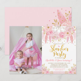 Rosa Dreamcatcher Slumber Party Birthday Sleepover Inbjudningar