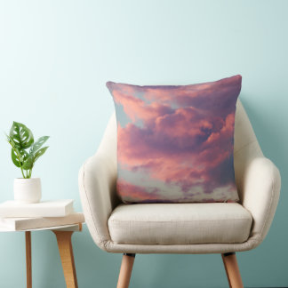 Rosa Dreamy Aesthetic Sunset Clouds Kudde