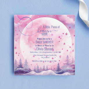 Rosa Dreamy Heaven Sent Baby-duschinbjudan Inbjudningar