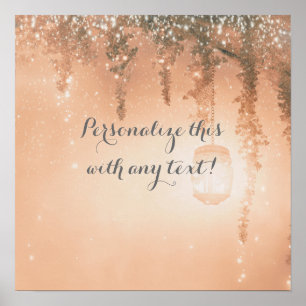 Rosa Dreamy Rustic Forest Bröllop Banner Poster