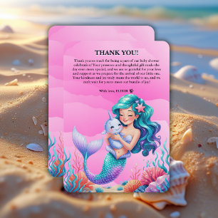 Rosa Dreamy-Sjöjungfrun under Sea Baby Shower Tack Kort