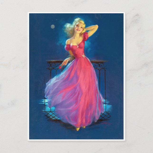 Rosa Dress Pin Up Vykort (Framsida)