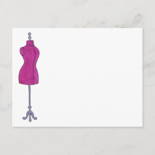 Rosa Dressform Mode Design Sewing Mannequin Vykort