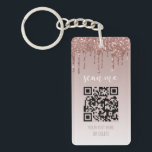 Rosa Drickning Glitter QR-kod - företag<br><div class="desc">Rosa Dripping Glitter QR Code Business Keychain Det här trendiget,  gigantiskt och modernt affärskort i ro guld kommer att vara glittren som komplement till dina säljfrämjande produkter för små företag.</div>