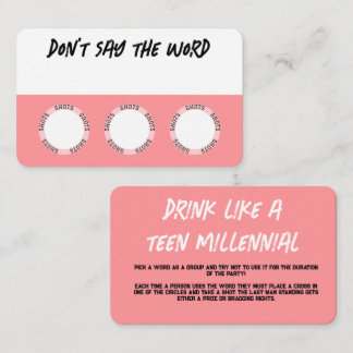 Rosa Drinering av spelkort Visitkort