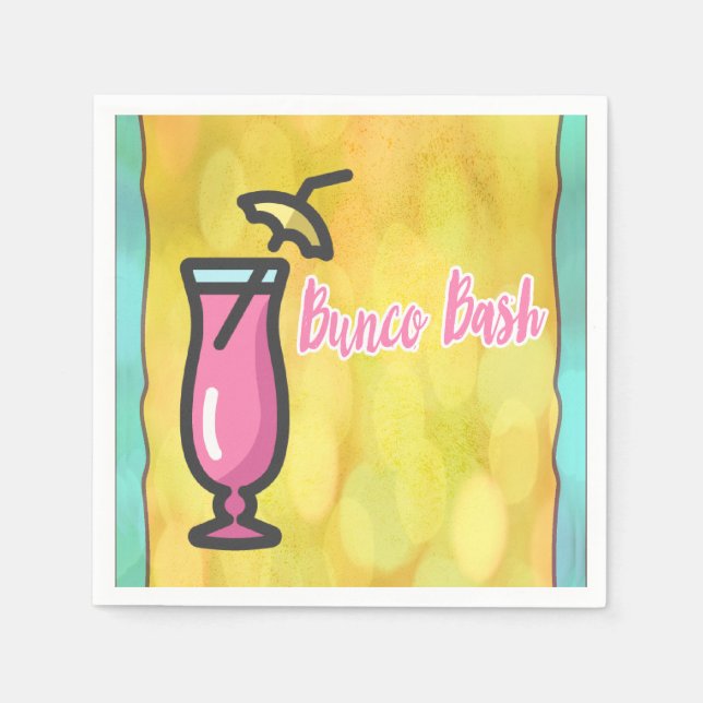 Rosa Drink Bunco Bash Roligt Cocktail Napkin Pappersservett (Framsidan)