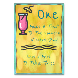 Rosa Drink Bunco Bord-kort nr 1 Bordsnummer