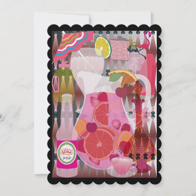 Rosa Drinks Card Inbjudningar (Framsida)