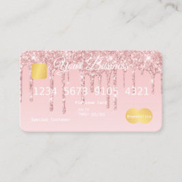 Rosa Drip Glitter-look Kredit Card Visitkort