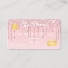 Rosa Drip Glitter-look Kredit Card Visitkort