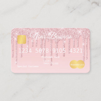 Rosa Drip Glitter-look Kredit Card Visitkort